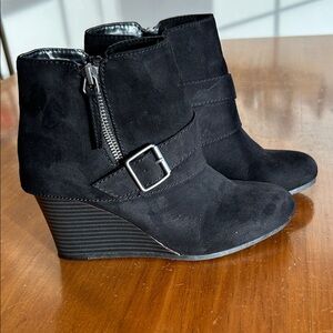 Black Wedge Ankle Boots